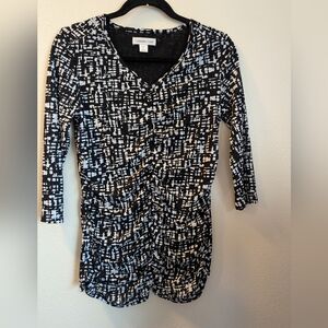 Coldwater Creek Black and White Patterned Blouse Size M